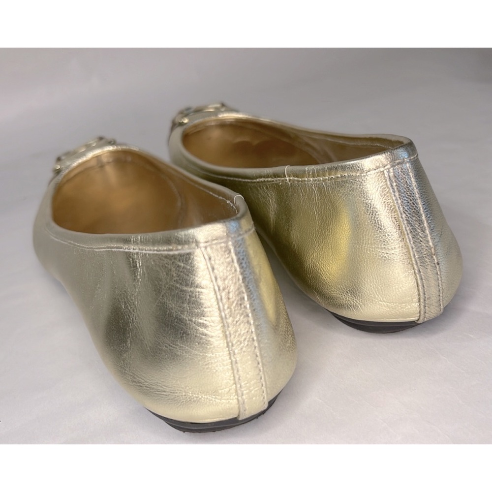 Ralph Lauren Gold Leather Flat w/ Logo Hardware - Picture 6 of 7